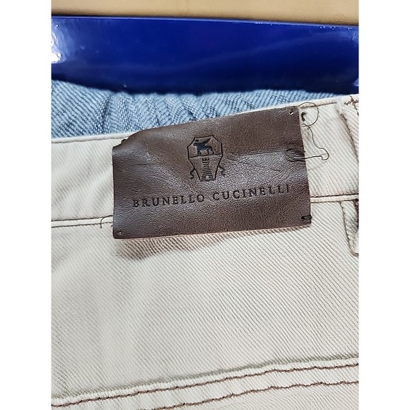 Brunello Cucinelli Skater Jeans Beige Women Relaxed Straight Leg Denim Size 6 - Picture 10 of 13